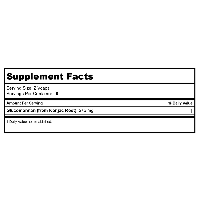 Now Foods Glucomannan 575 mg 180 Vcaps - 6512 - Supplement Facts panel