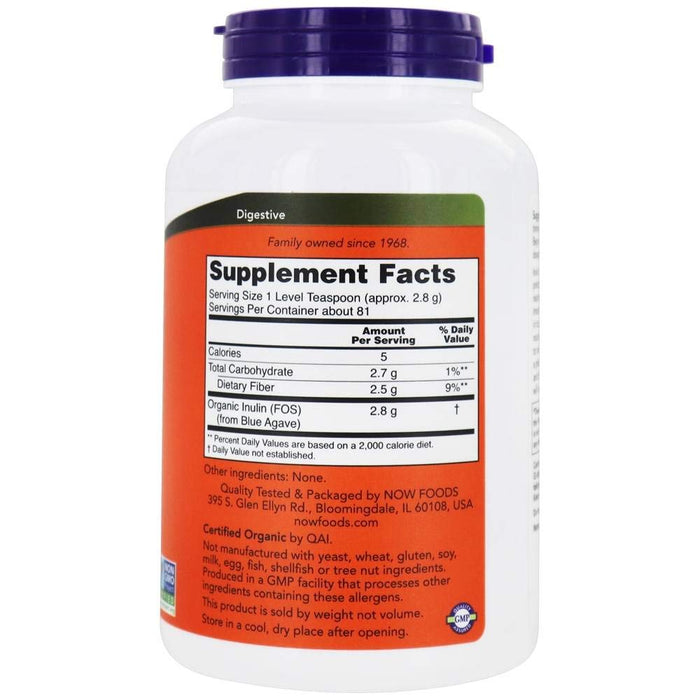 Now Foods Inulin Prebiotic Pure Powder Organic 8oz - 2944 - The Oasis of Health