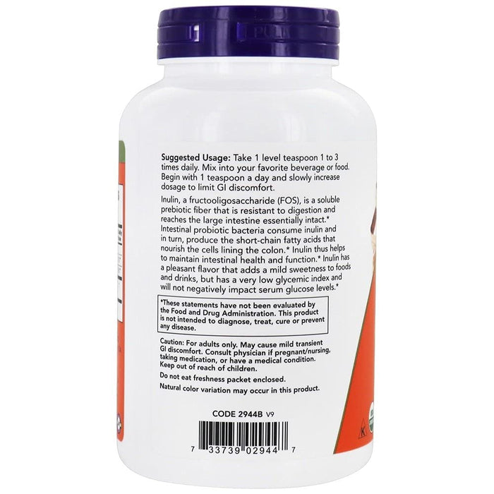Now Foods Inulin Prebiotic Pure Powder Organic 8oz - 2944 - The Oasis of Health