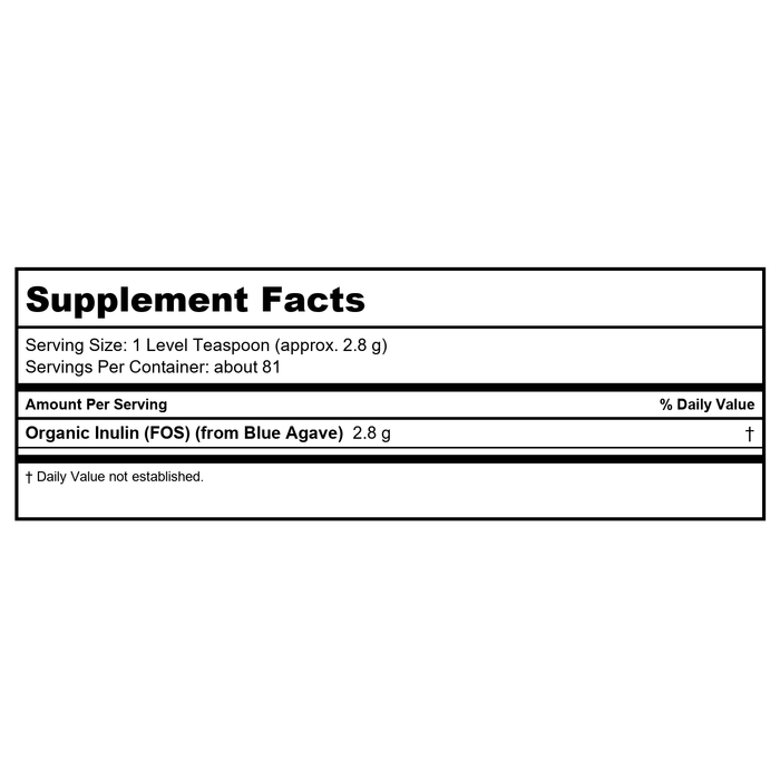 Now Foods Inulin Prebiotic Pure Powder Organic 8oz - 2944 - Supplement Facts panel