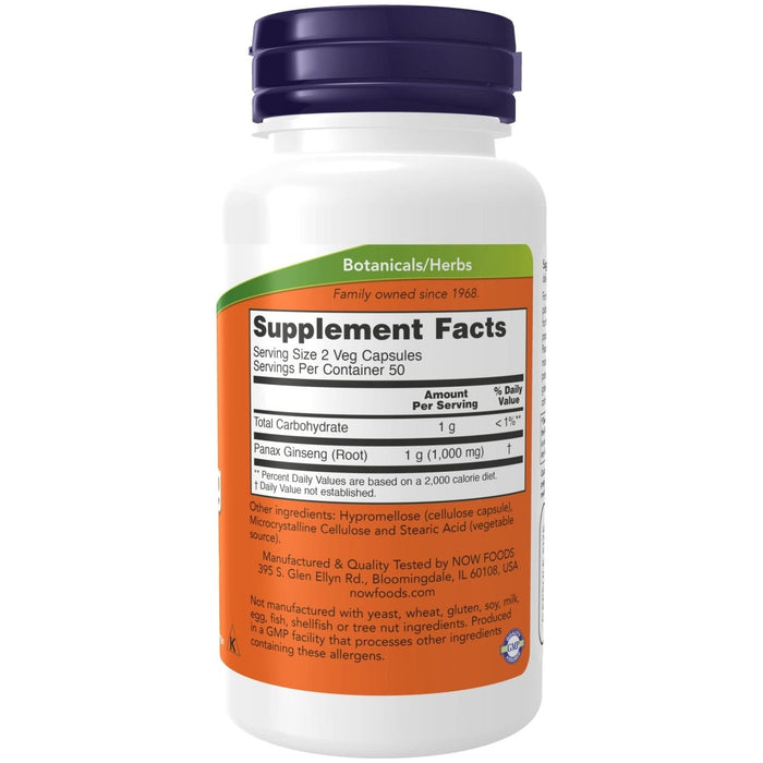 Now Foods Panax Ginseng 500 mg 100 Vcaps - 4012 - The Oasis of Health