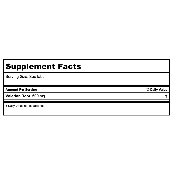 Now Foods Valerian Root 500 mg 250 Vcaps - 4771 - Supplement Facts panel