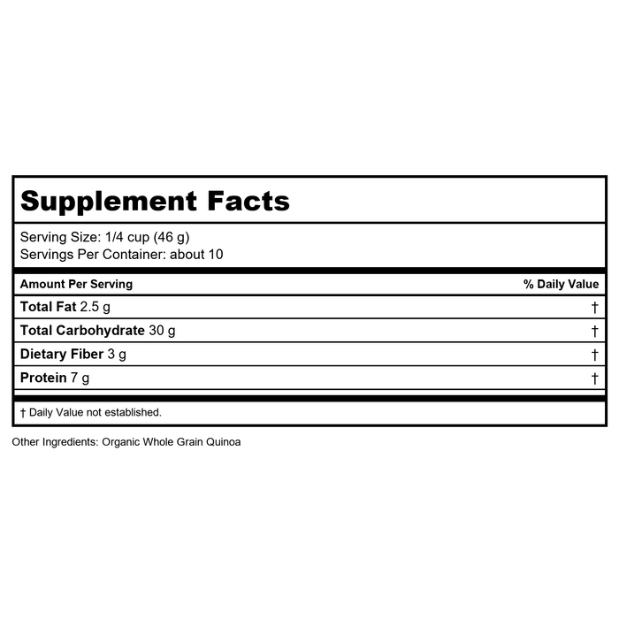 Now Real Food Quinoa Whole Grain Organic 16oz - 6311 - - Supplement Facts panel