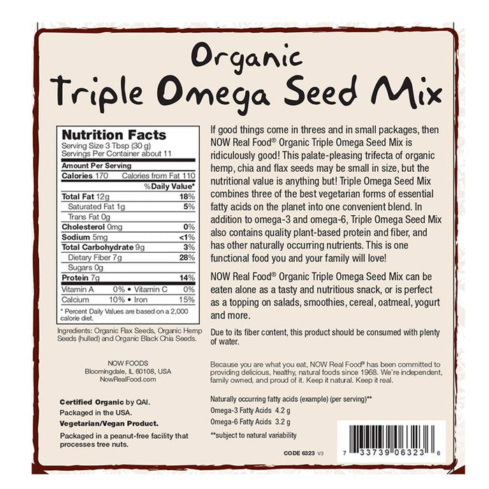 Now Real Food Triple Omega Seed Mix Organic 12oz - 6323 - The Oasis of Health