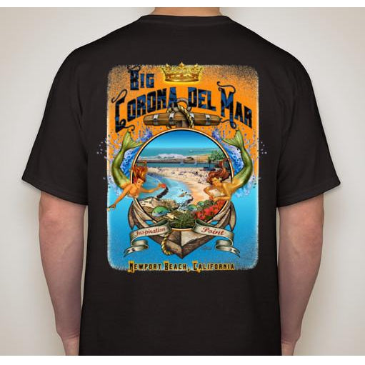 -NPB Tee -   Big Corona - Newport Beach T Shirt in Black, by Rick Rietveld