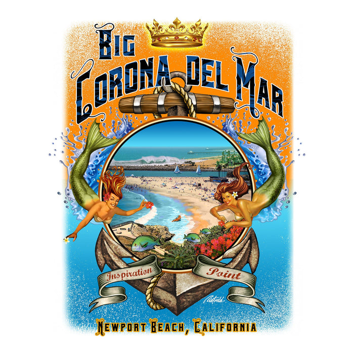 -NPB Tee -   Big Corona - Newport Beach T Shirt in Black, by Rick Rietveld