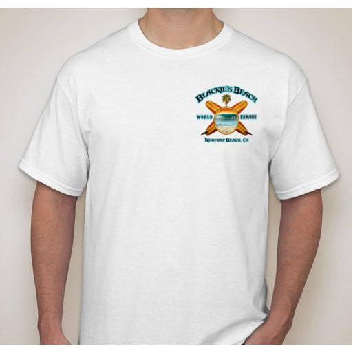 -NPB Tee -   Blackie's Beach - Newport Beach T Shirt in White, by Rick Rietveld