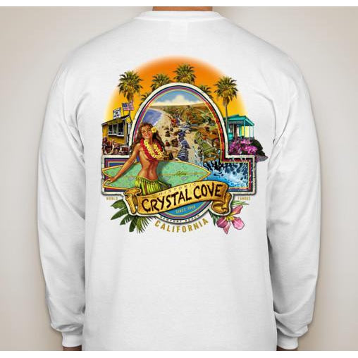 -NPB Tee -   Crystal Cove - Long Sleeve Newport Beach T Shirt/White, by Rick Rietveld
