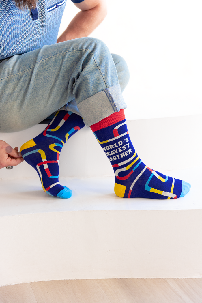 FUNNY NOVELTY OKAYEST BROTHER - SIBLING - MEN'S CREW SOCKS - UPTOWN SOX