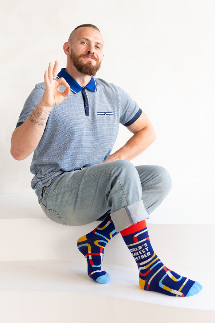 FUNNY NOVELTY OKAYEST BROTHER - SIBLING - MEN'S CREW SOCKS - UPTOWN SOX