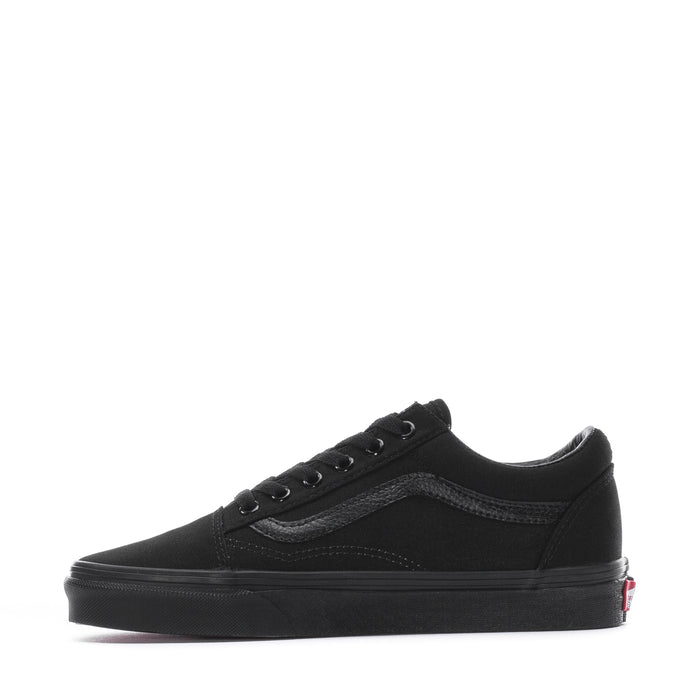 Black youth low-top canvas sneakers, side profile with lace-up and textured panel
