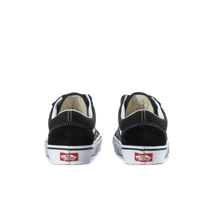 Vans men's low-top sneakers, back view with black heel and white stripe