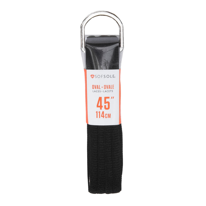 Black oval shoelaces, 45 in (114 cm) in sealed package
