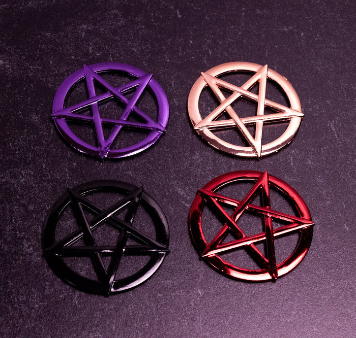 Pentacle  Ring Black Vegan Leather Martingale Collar