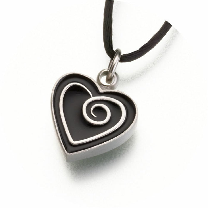 Pewter Heart w/ Red Enamel Spiral Memorial Jewelry Pendant Funeral Cremation Urn