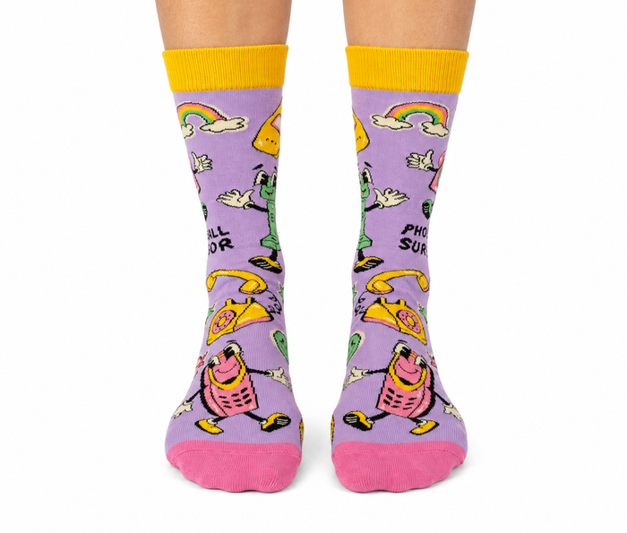 PHONE CALL SURVIVOR WOMEN'S CREW SOCKS - UPTOWN SOX