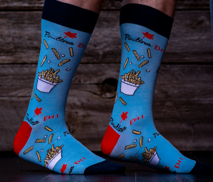 Poutine Canada Cool Funky Crazy Dress Socks