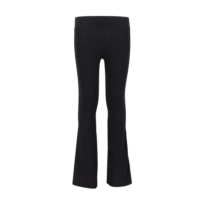 Black youth flare leggings with wide bell hem