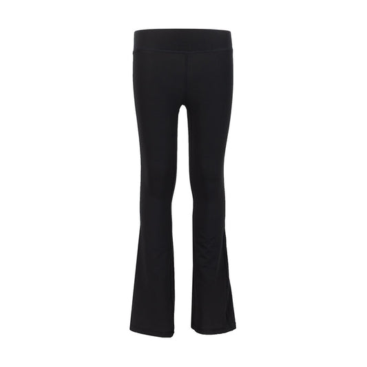 Black youth flare leggings with wide bell hem