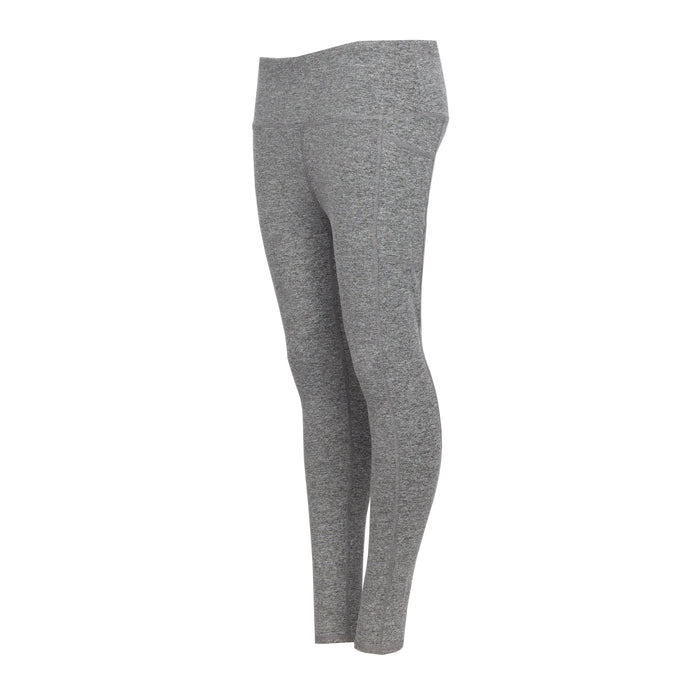 Women’s charcoal heather leggings, front view, full-length skinny fit