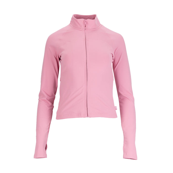 Women’s rose pink full-zip long-sleeve jacket with stand collar