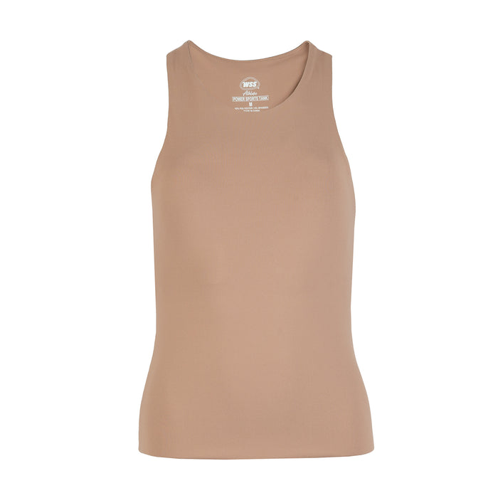 Womens power sport tank top, sleeveless scoop neck, taupe-beige (Chanterelle)