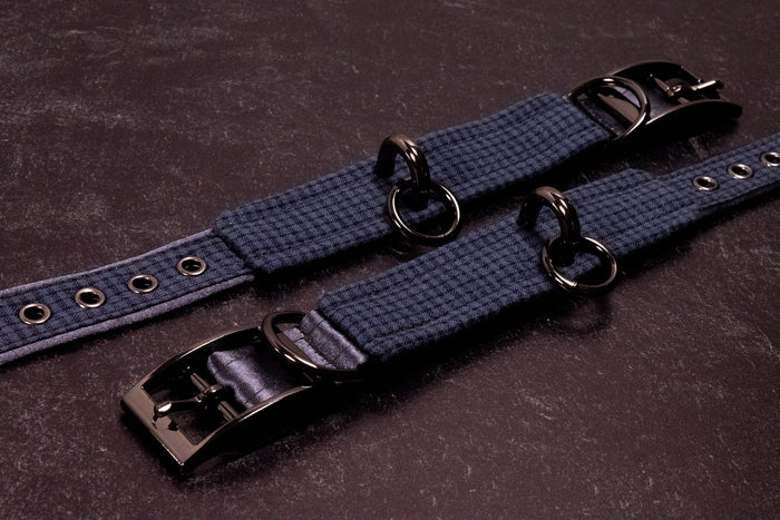Punk Academia - 6" - 8" Navy Plaid Cuffs _ LIMITED _