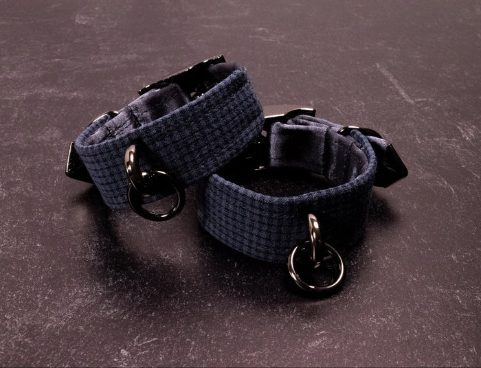 Punk Academia - Navy Plaid Cuffs _ LIMITED _