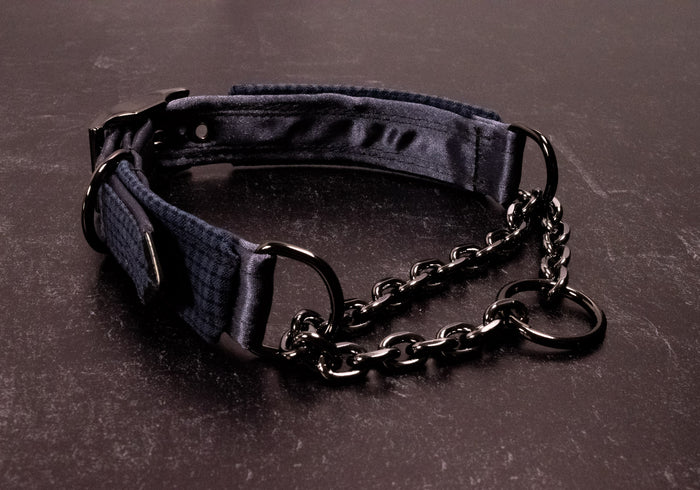 Punk Academia - Navy Plaid Martingale Collar _LIMITED_