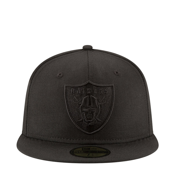 Black Raiders snapback cap with embroidered shield logo on the front