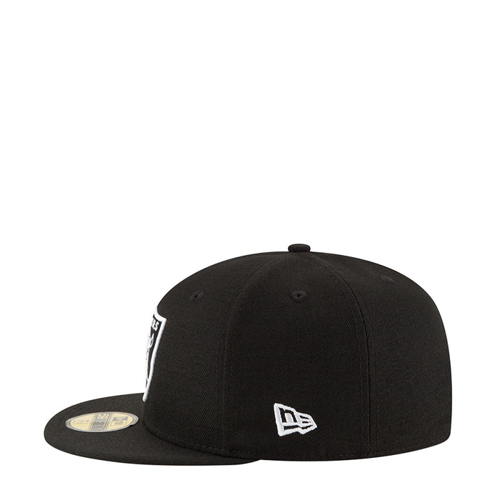 Black cap with white New Era logo on the front side