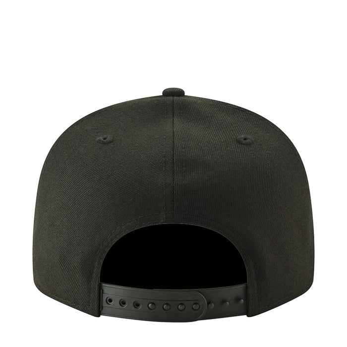 Black baseball cap back with adjustable strap and ventilation eyelets