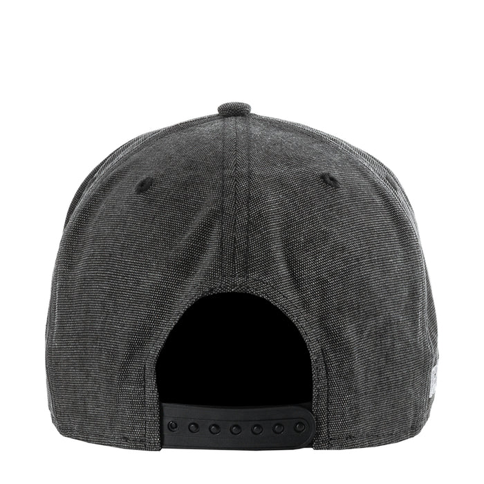 Washed black Raiders denim cap with adjustable back strap and vented panels
