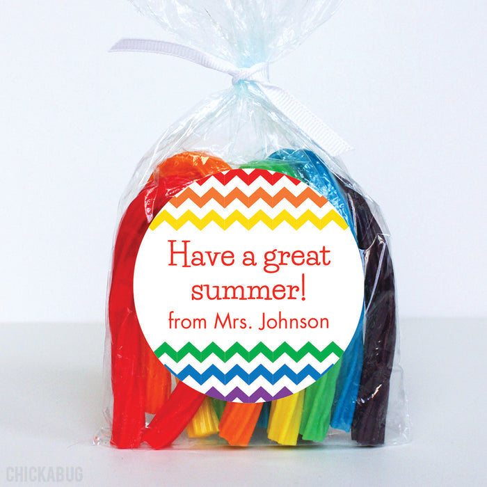 Rainbow Chevron Last Day of School Stickers