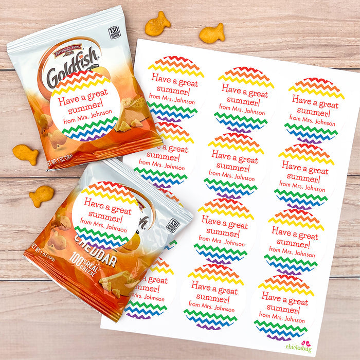Rainbow Chevron Last Day of School Stickers