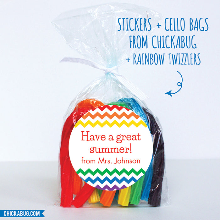 Rainbow Chevron Last Day of School Stickers