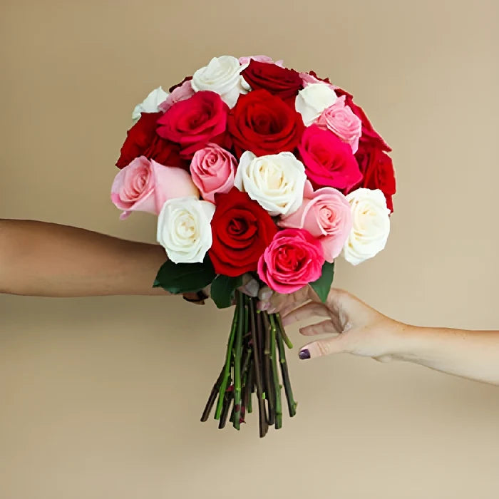 Rainbows Of Love Valentines Day Roses Vase - Image