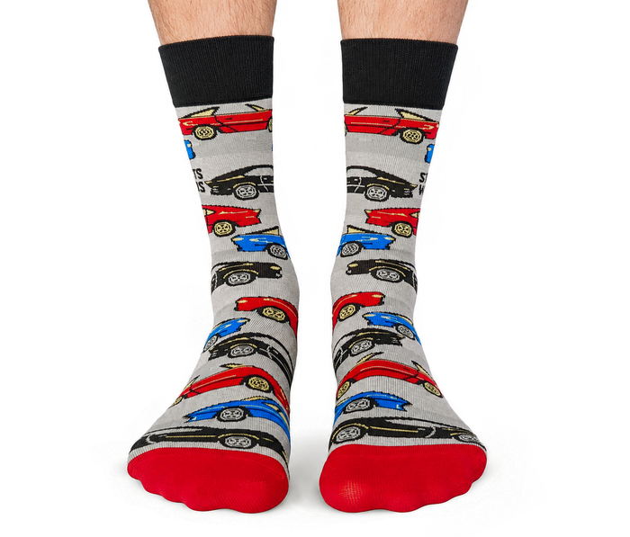 FUNNY NOVELTY CARS MEN'S CREW SOCKS - UPTOWN SOX