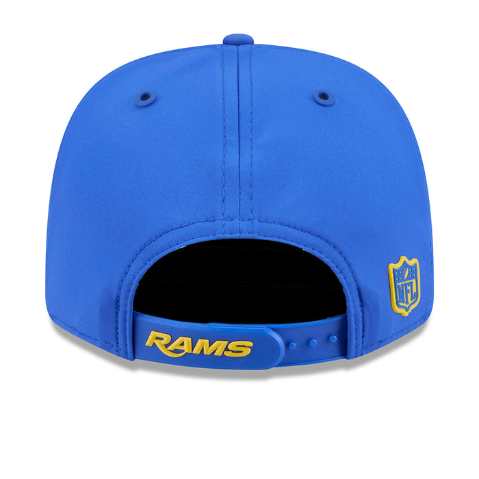 Blue cap with Rams lettering on back strap and small shield logo near crown