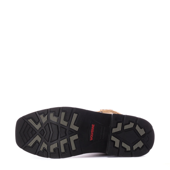 Men's western boot outsole with black rubber tread and geometric patterns