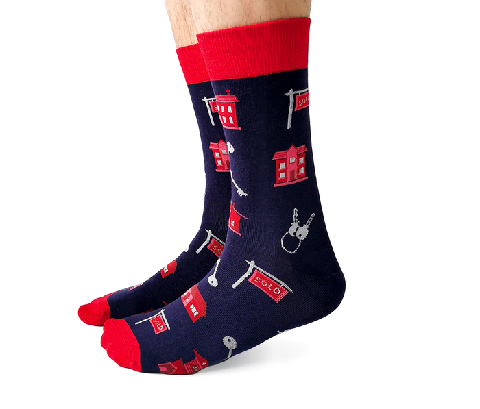 Blue and Red Real Estate Socks - Uptown Sox
