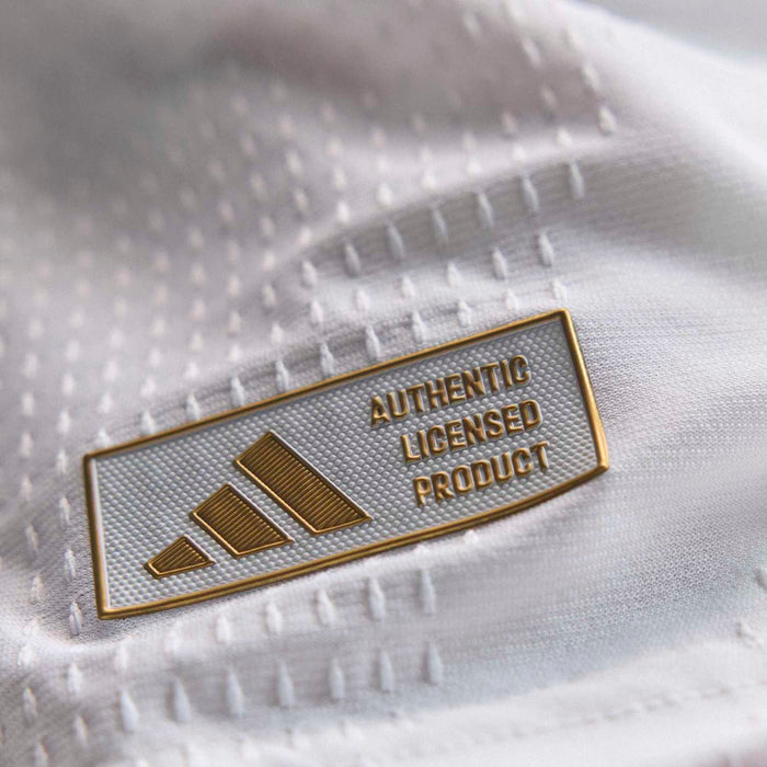 Authentic Licensed Product woven label on white jersey