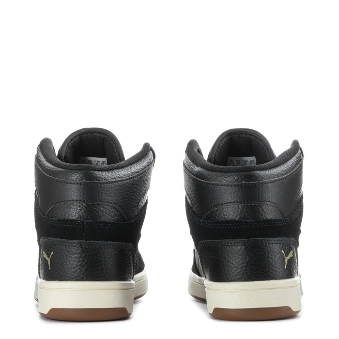 Women's black high-top sneakers with heel tab and gold PUMA logo