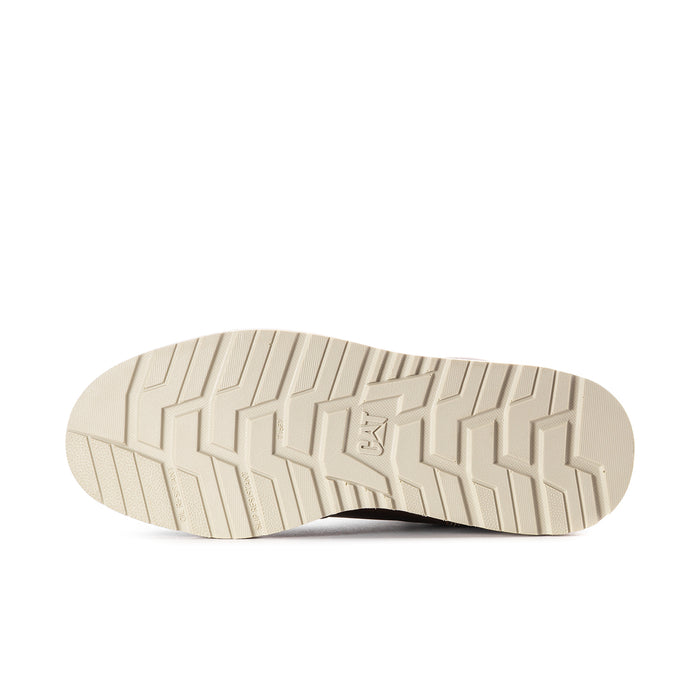 Light rubber wedge outsole tread of men's brown work boots.