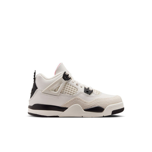 Kids Retro 4 sneakers, light upper with black side panels and red heel accent