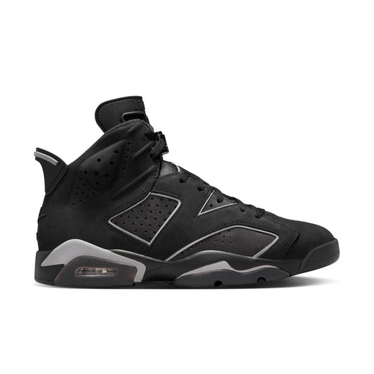 Men's black high-top sneakers with perforated panels and lace-up front