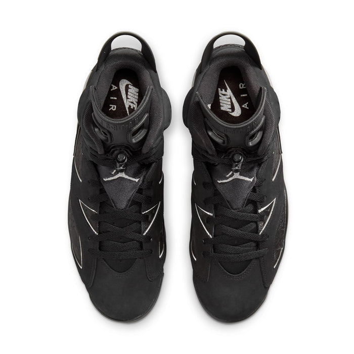 Men's black high-top sneakers, top view with lace-up and tongue details