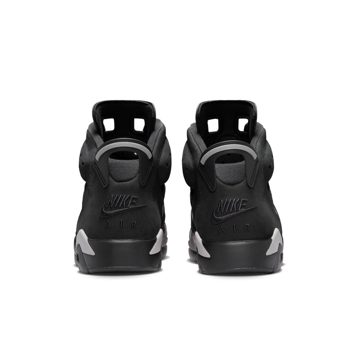 Men's black high-top sneakers, heel view with Air logo and pull-tab