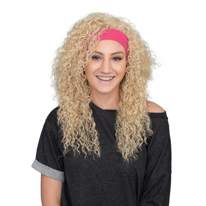 Retro 80s Aerobics Instructor Deluxe Halloween Cosplay Costume Wig and Headband Set - TVStoreOnline