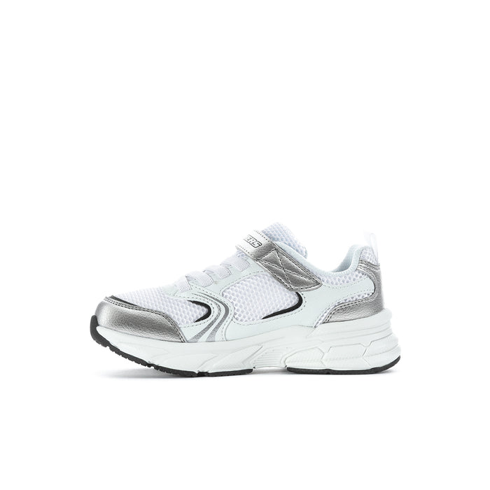 Kids' retro-style sneakers in white with black S logo detail